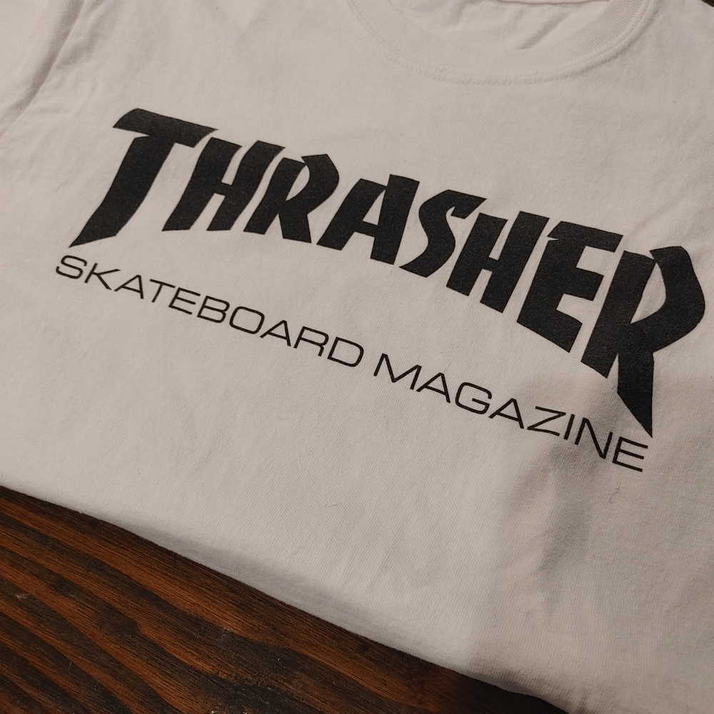 Thrasher White and Black Small Men's T-shirt